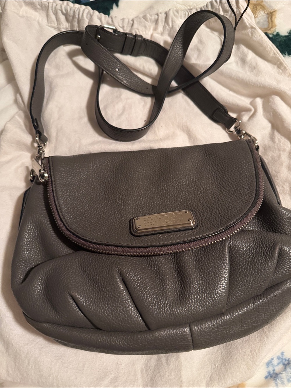 Marc Jacobs Gray Pebbled Leather Crossbody Bag